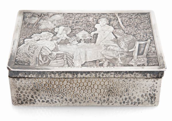 Antica scatola rettangolare rivestita in metallo argentato, Francia  - Asta Asta a Tempo - Antiquariato - Associazione Nazionale - Case d'Asta italiane