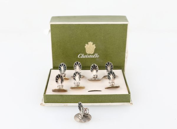 Otto piccoli segnaposto in metallo argentato, Christofle  - Asta Asta a Tempo - Antiquariato - Associazione Nazionale - Case d'Asta italiane
