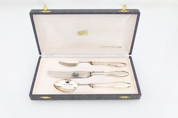 Tre posate in lamina d'argento  - Asta Asta a Tempo - Antiquariato - Associazione Nazionale - Case d'Asta italiane