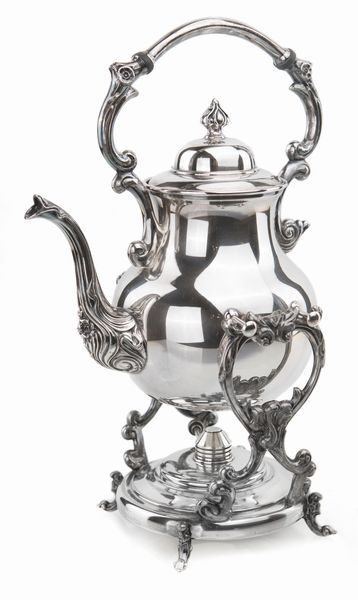 Antica teiera con fornello in metallo argentato  - Asta Asta a Tempo - Antiquariato - Associazione Nazionale - Case d'Asta italiane