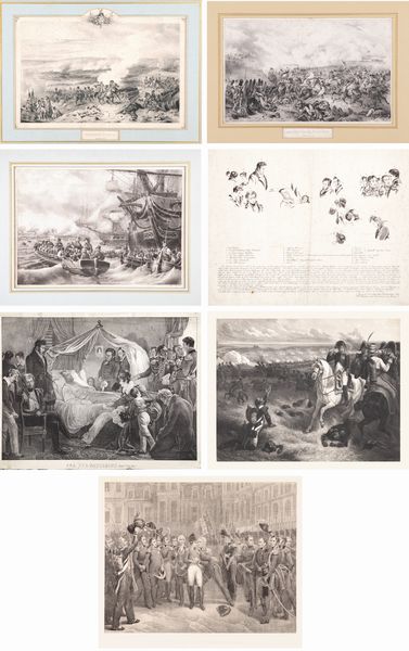 Lotto composto da sette fogli a soggetto napoleonico, XIX secolo  - Asta Asta a Tempo - Antiquariato - Associazione Nazionale - Case d'Asta italiane