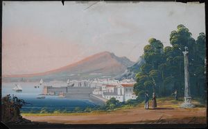 Pittore del XIX/XX secolo - Veduta del golfo di Napoli