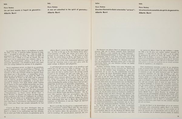 Pierre Restany. Alberto Burri. Con dedica autografa dell'artista.  - Asta Asta a Tempo - Libri d'Arte e da Collezione - Associazione Nazionale - Case d'Asta italiane