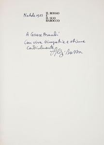 Riccardo Barletta. Il rosso  il suo barocco Il mondo di Aligi Sassu. Con dedica autografa del Maestro  - Asta Asta a Tempo - Libri d'Arte e da Collezione - Associazione Nazionale - Case d'Asta italiane