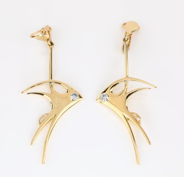 Orecchini in oro e brillanti  - Asta Asta a Tempo - Gioielli e Preziosi - Associazione Nazionale - Case d'Asta italiane