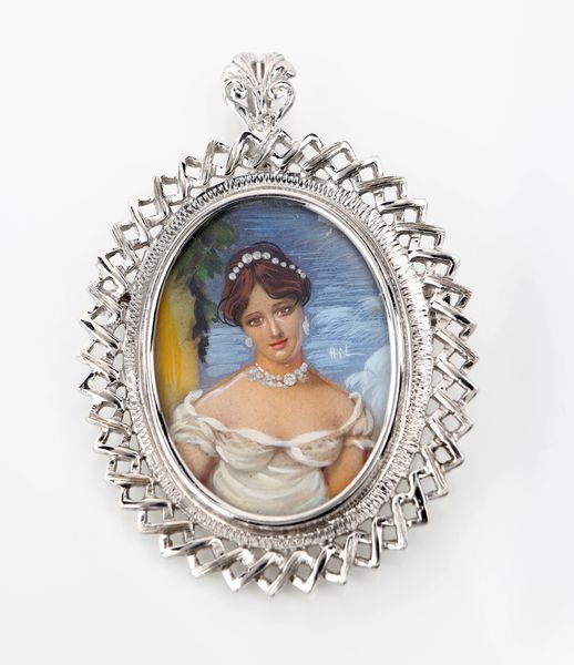 Pendente spilla in oro e miniatura  - Asta Asta a Tempo - Gioielli e Preziosi - Associazione Nazionale - Case d'Asta italiane