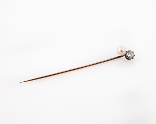 Fermacravatta con perla e diamante  - Asta Asta a Tempo - Gioielli e Preziosi - Associazione Nazionale - Case d'Asta italiane