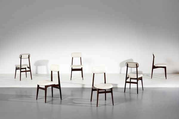 HALAS RAJMUND TEOFIL (1925 - 2008) : attribuito. Sei sedie per Paczkow  - Asta Asta 393 | DESIGN E ARTI DECORATIVE DEL NOVECENTO Online - Associazione Nazionale - Case d'Asta italiane