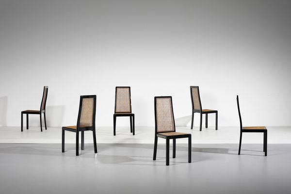 AGNOLI TITO (1931 - 2012) : Sei sedie 840 per La Montina  - Asta Asta 393 | DESIGN E ARTI DECORATIVE DEL NOVECENTO Online - Associazione Nazionale - Case d'Asta italiane