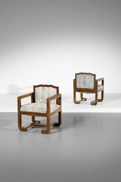 VALLOT VIRGILIO (1801 - 1982) : attribuito. Coppia di poltrone  - Asta Asta 393 | DESIGN E ARTI DECORATIVE DEL NOVECENTO Online - Associazione Nazionale - Case d'Asta italiane