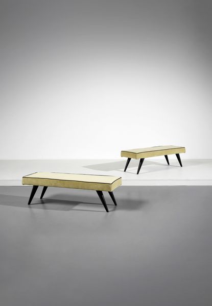 MANIFATTURA ITALIANA : Coppia di panchette  - Asta Asta 393 | DESIGN E ARTI DECORATIVE DEL NOVECENTO Online - Associazione Nazionale - Case d'Asta italiane