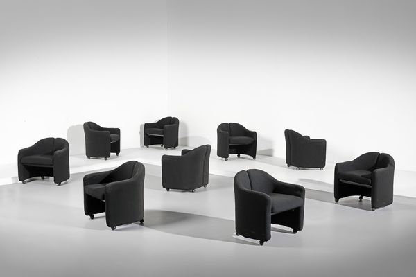 OSVALDO BORSANI (1911-1985) & EUGENIO GERLI (n. 1923) : Nove poltroncine PS142 per Tecno  - Asta Asta 393 | DESIGN E ARTI DECORATIVE DEL NOVECENTO Online - Associazione Nazionale - Case d'Asta italiane