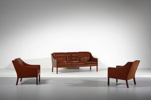 MOGENSEN BORGE (1914 - 1972) - Due poltrone e un divano 2208 per Federicia Stolefabrik