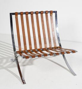 MIES VAN DER ROHE LUDWIG (1886 - 1969) : Poltrona Barcelona  - Asta Asta 393 | DESIGN E ARTI DECORATIVE DEL NOVECENTO Online - Associazione Nazionale - Case d'Asta italiane