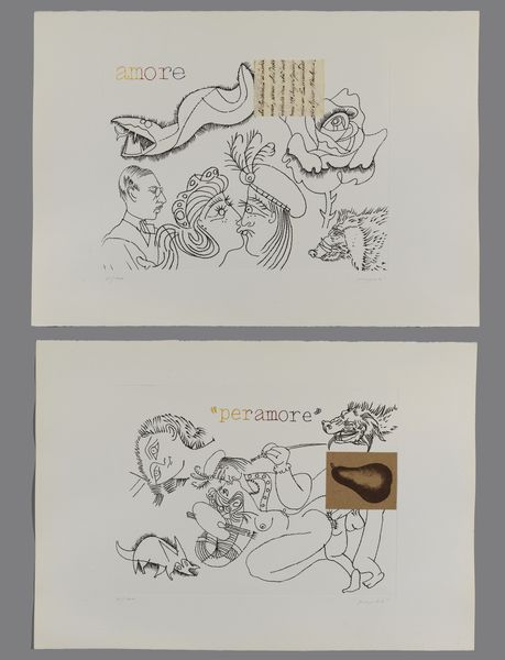POZZATI CONCETTO (n. 1935) : Lotto composto da n. 2 fogli. Per Amore, Amore.  - Asta Asta 394 | ARTE MODERNA E CONTEMPORANEA Virtuale - Associazione Nazionale - Case d'Asta italiane