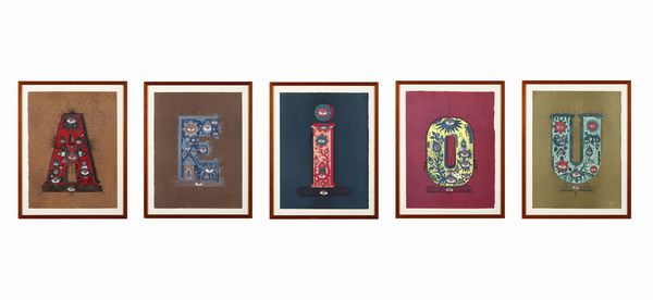 HARLOFF GUY (1933 - 1991) : Lotto composto da n.5 fogli. Dalla cartella Voyelles. Arthur Rimbaud.  - Asta Asta 394 | ARTE MODERNA E CONTEMPORANEA Virtuale - Associazione Nazionale - Case d'Asta italiane