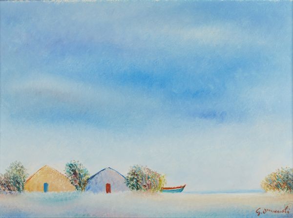 OMICCIOLI  GIOVANNI (1901 - 1975) : Capanna e barca tra i cespugli.  - Asta Asta 394 | ARTE MODERNA E CONTEMPORANEA Virtuale - Associazione Nazionale - Case d'Asta italiane