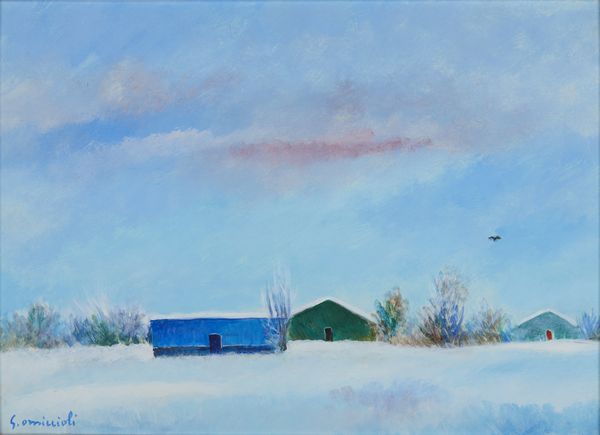 OMICCIOLI  GIOVANNI (1901 - 1975) : Baracche e case sotto la neve.  - Asta Asta 394 | ARTE MODERNA E CONTEMPORANEA Virtuale - Associazione Nazionale - Case d'Asta italiane