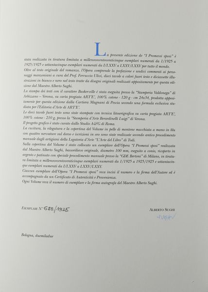 SUGHI ALBERTO (n. 1928) : Promessi sposi.  - Asta Asta 394 | ARTE MODERNA E CONTEMPORANEA Virtuale - Associazione Nazionale - Case d'Asta italiane