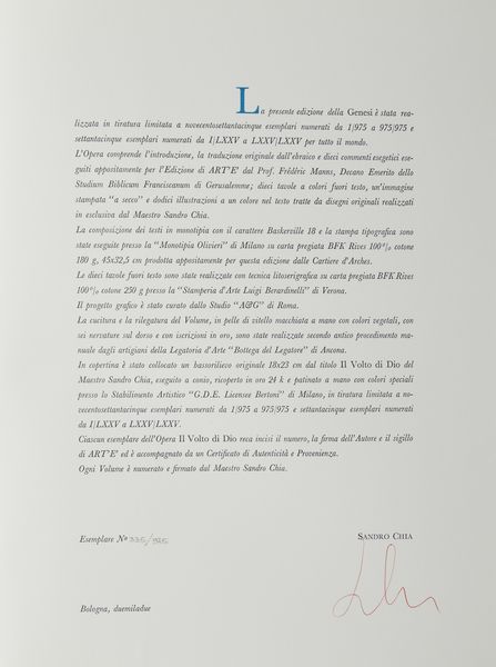CHIA SANDRO (n. 1946) : Genesi.  - Asta Asta 394 | ARTE MODERNA E CONTEMPORANEA Virtuale - Associazione Nazionale - Case d'Asta italiane