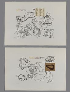 POZZATI CONCETTO (n. 1935) - Lotto composto da n. 2 fogli. Per Amore, Amore.