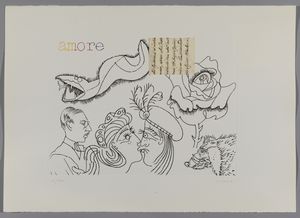 POZZATI CONCETTO (n. 1935) : Lotto composto da n. 2 fogli. Per Amore, Amore.  - Asta Asta 394 | ARTE MODERNA E CONTEMPORANEA Virtuale - Associazione Nazionale - Case d'Asta italiane