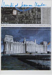 CHRISTO' (n. 1935) & JEANNE-CLAUDE (1935 - 2009) : Wrapped Reichstag, Project for Berlin, Collage in Two Parts, 1994.  - Asta Asta 394 | ARTE MODERNA E CONTEMPORANEA Virtuale - Associazione Nazionale - Case d'Asta italiane