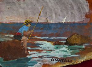 NATALI RENATO (1864 - 1947) : Marina.  - Asta Asta 394 | ARTE MODERNA E CONTEMPORANEA Virtuale - Associazione Nazionale - Case d'Asta italiane