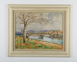FALZONI GIULIO (1900 - 1978) : Sul greto dell'Arno.  - Asta Asta 394 | ARTE MODERNA E CONTEMPORANEA Virtuale - Associazione Nazionale - Case d'Asta italiane