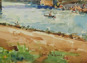 FALZONI GIULIO (1900 - 1978) : Sul greto dell'Arno.  - Asta Asta 394 | ARTE MODERNA E CONTEMPORANEA Virtuale - Associazione Nazionale - Case d'Asta italiane