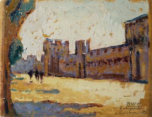 BUCCI ANSELMO (1887 - 1955) - Remparts d'Avignon. Le mura di Avignone.