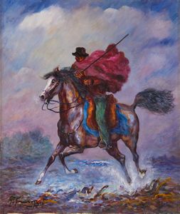 GONZAGA GIOVAN FRANCESCO (1921 - 2007 circa) - Buttero al guado.