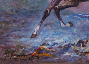 GONZAGA GIOVAN FRANCESCO (1921 - 2007 circa) : Buttero al guado.  - Asta Asta 394 | ARTE MODERNA E CONTEMPORANEA Virtuale - Associazione Nazionale - Case d'Asta italiane