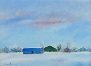 OMICCIOLI  GIOVANNI (1901 - 1975) - Baracche e case sotto la neve.