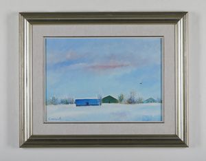 OMICCIOLI  GIOVANNI (1901 - 1975) : Baracche e case sotto la neve.  - Asta Asta 394 | ARTE MODERNA E CONTEMPORANEA Virtuale - Associazione Nazionale - Case d'Asta italiane