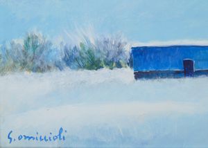 OMICCIOLI  GIOVANNI (1901 - 1975) : Baracche e case sotto la neve.  - Asta Asta 394 | ARTE MODERNA E CONTEMPORANEA Virtuale - Associazione Nazionale - Case d'Asta italiane