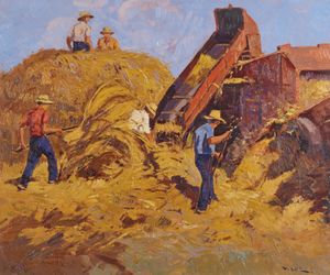 VOLPE ANGIOLO  (n. 1943) - Trebbiatori.