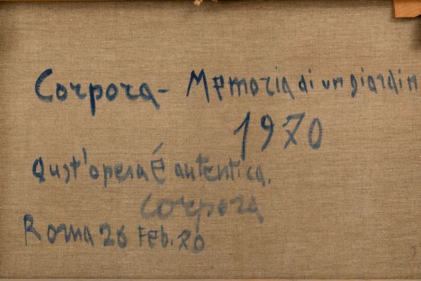 ANTONIO CORPORA : Memoria di un giardino  - Asta Opere di arte moderna e dalla Collezione di Eugenio Battisti - Associazione Nazionale - Case d'Asta italiane