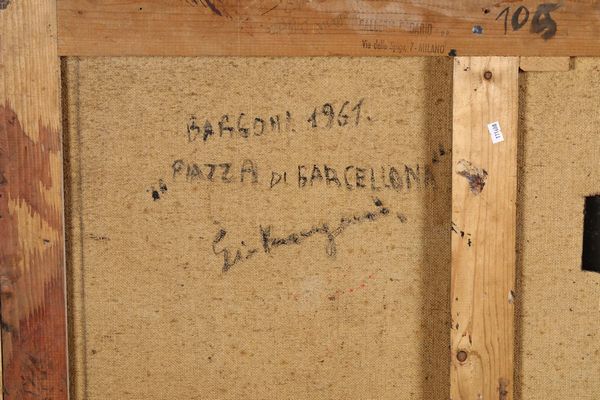 GIANCARLO BARGONI : Piazza di Barcellona  - Asta Opere di arte moderna e dalla Collezione di Eugenio Battisti - Associazione Nazionale - Case d'Asta italiane