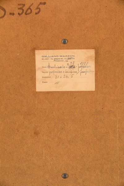 Galliano Mazzon : Embicato-11.28  - Asta Opere di arte moderna e dalla Collezione di Eugenio Battisti - Associazione Nazionale - Case d'Asta italiane