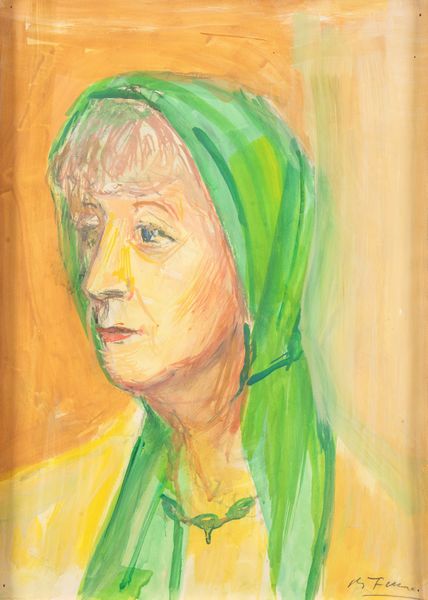Achille Funi : Ritratto femminile con manto verde  - Asta Opere di arte moderna e dalla Collezione di Eugenio Battisti - Associazione Nazionale - Case d'Asta italiane