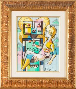 IBRAHIM KODRA : Idolo con bambina  - Asta Opere di arte moderna e dalla Collezione di Eugenio Battisti - Associazione Nazionale - Case d'Asta italiane