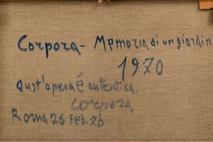 ANTONIO CORPORA : Memoria di un giardino  - Asta Opere di arte moderna e dalla Collezione di Eugenio Battisti - Associazione Nazionale - Case d'Asta italiane