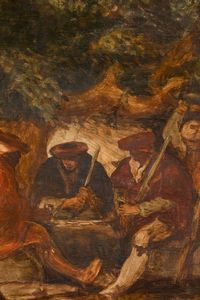 Salvatore Fiume : Contrabbandieri di ronda (partita di carte)  - Asta Opere di arte moderna e dalla Collezione di Eugenio Battisti - Associazione Nazionale - Case d'Asta italiane