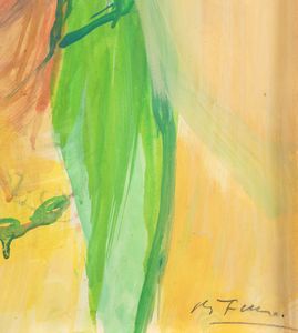 Achille Funi : Ritratto femminile con manto verde  - Asta Opere di arte moderna e dalla Collezione di Eugenio Battisti - Associazione Nazionale - Case d'Asta italiane