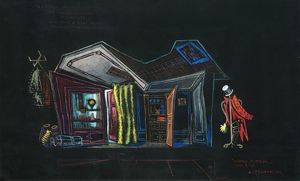 Enrico Prampolini - La veglia dei lestofanti, bozzetto di scena