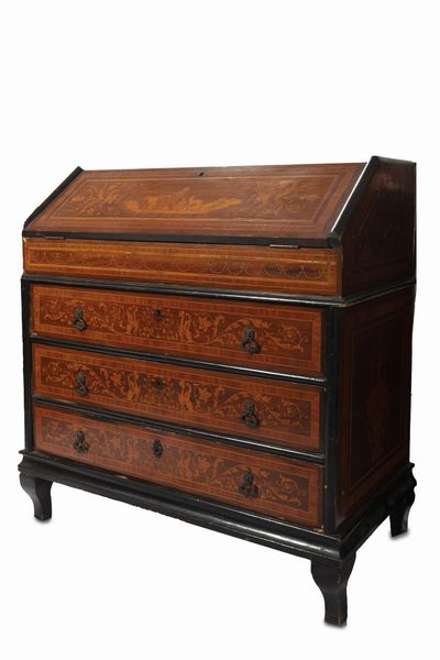 Ribalta lombarda in legno intarsiato, fine secolo XVIII - inizi secolo XIX  - Asta Incanti d'arte - Associazione Nazionale - Case d'Asta italiane