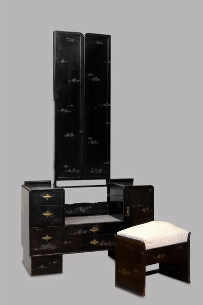 Mobile toeletta giapponese in legno laccato nero, inizi secolo XX  - Asta Incanti d'arte - Associazione Nazionale - Case d'Asta italiane