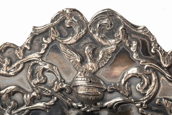 Piccola lampada Hannukkah da parete in argento 925, seconda met del secolo XIX  - Asta Incanti d'arte - Associazione Nazionale - Case d'Asta italiane