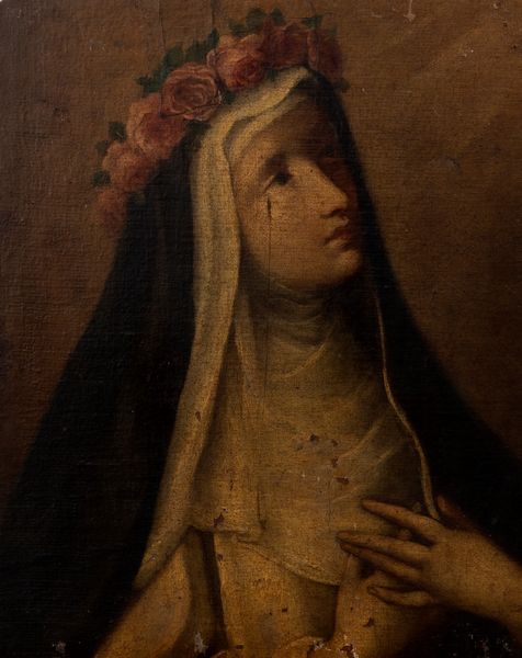 Scuola italiana, secolo XVII : Lotto composto da due dipinti raffiguranti Vergine orante e Santa in preghiera  - Asta Incanti d'arte - Associazione Nazionale - Case d'Asta italiane